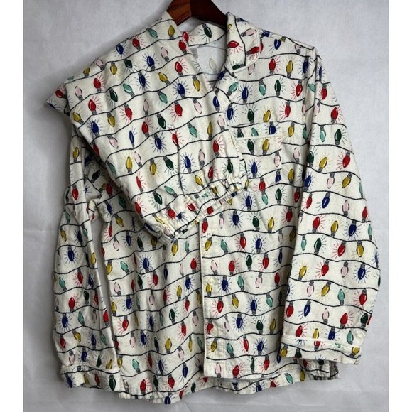 Hanna Andersson Other - Hanna Andersson Flannel Pajamas Womens S Top Pants Christmas Lights Bright Bulbs